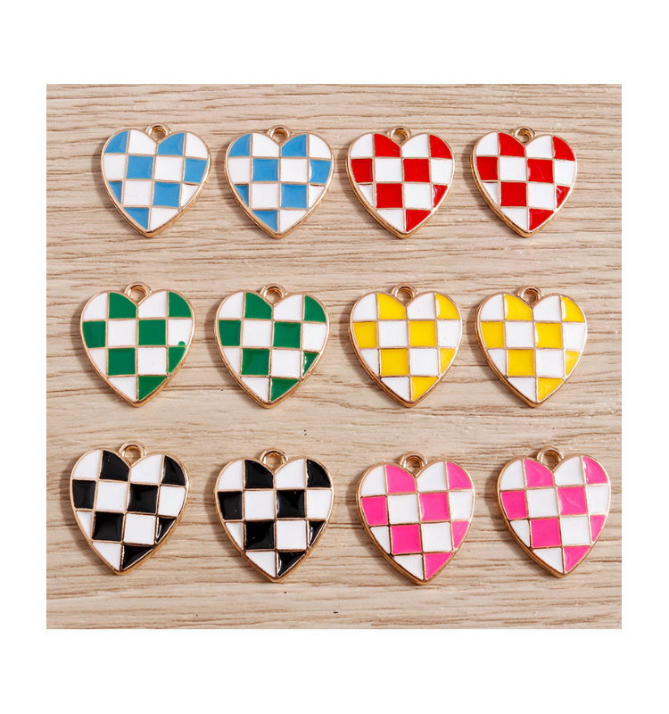 Zinc Alloy Checkered Racing Flag Heart Shaped Charm Checkerboard Heart Charm for DIY Necklace Bracelet Necklace Jewelry Making