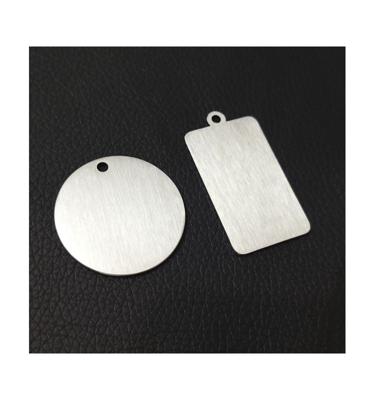 Metal Engraving Blank Stamping Tag Brushed Stainless Steel Rectangle Round Blank Tag For DIY Crafts Keychain Dog Tag