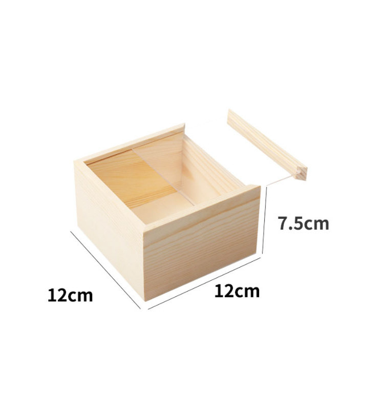 Natural Wooden Box Wood Case Storage Container Box for Gift Jewelry Box Art Craft With Clear Acrylic Sliding Lid