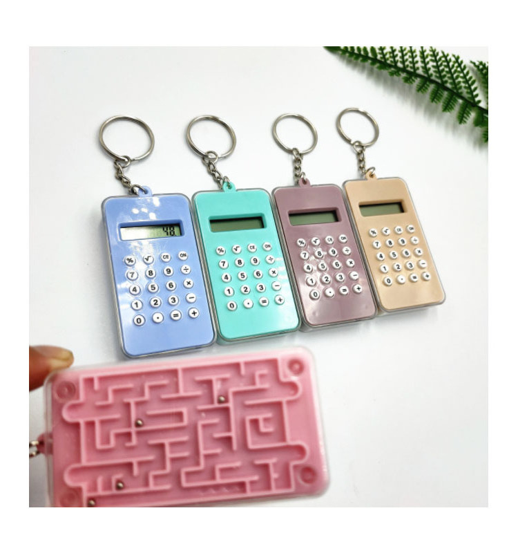 Creative Labyrinth Mini Calculator Keychain Office Decompression Tool Student Keyring Pendant Key Chain Gift