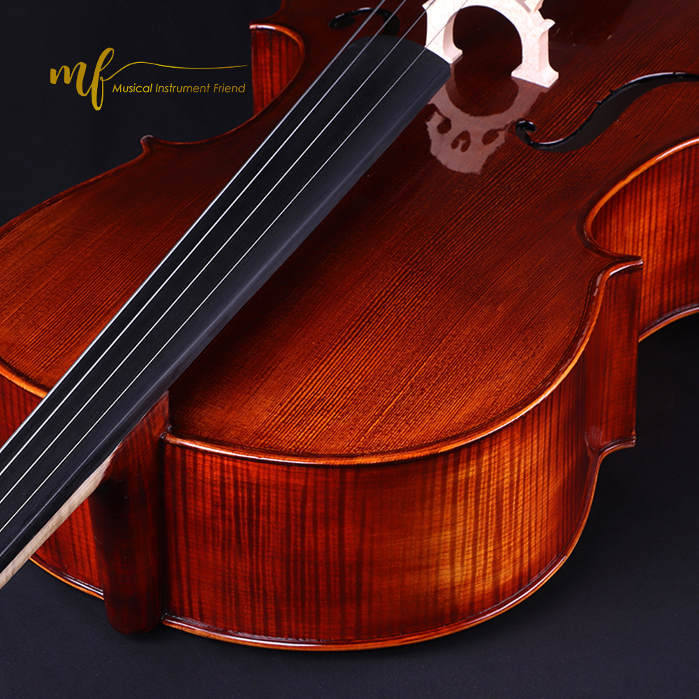 Handmade Brown Varnished Antique High Grade Solid Flame Maple Cello