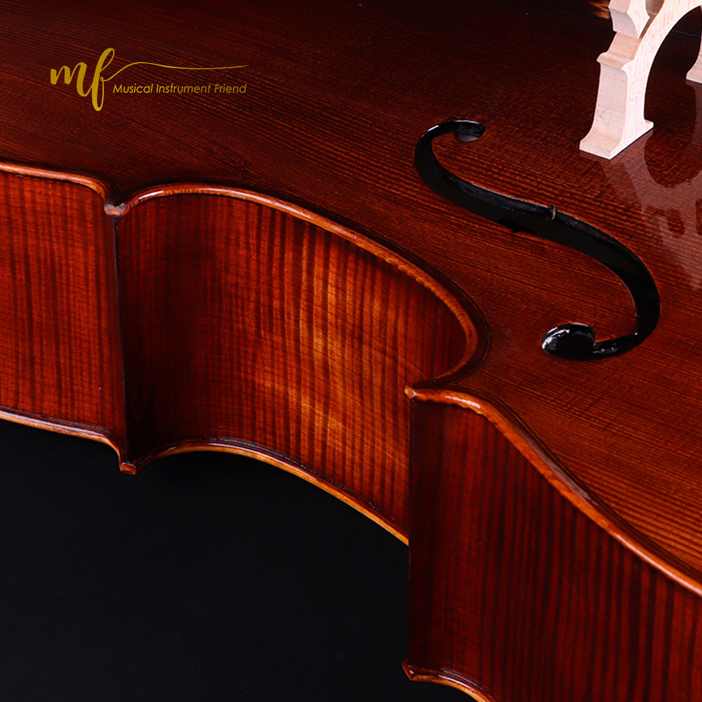 Handmade Brown Varnished Antique High Grade Solid Flame Maple Cello