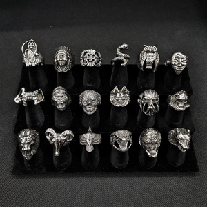 VAF Anel Bear Caveira Bague Tete De Mort Anillos De Calabera Calavera Stainless Steel Claw Goth Gothic Skull Skeleton Men Rings