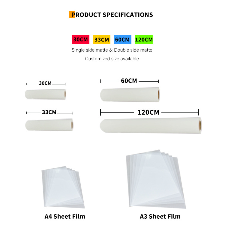 Best Selling Printing Press A2 2 Step Jet Opaque dtf film For Transfer Paper Heat transfer film DTFfilm