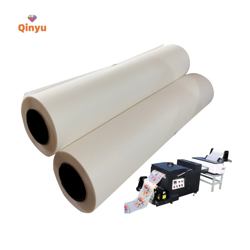 Qinyu wholesale double side pet  60cm 100m film for DTF t-shirt printer heat transfer machine a3 roll pet film single side