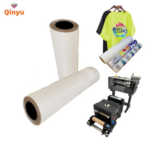 Qinyu Custom DTF Heat Transfer Film digital printing Logo Pet Films Rolls for T-shirt on Transfer Designs