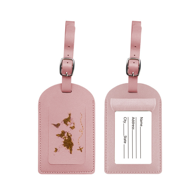 Wholesale Custom LOGO Printed PU Leather Luggage Tag Portable Travel Label Baggage Boarding Bag Tag Luggage Tag