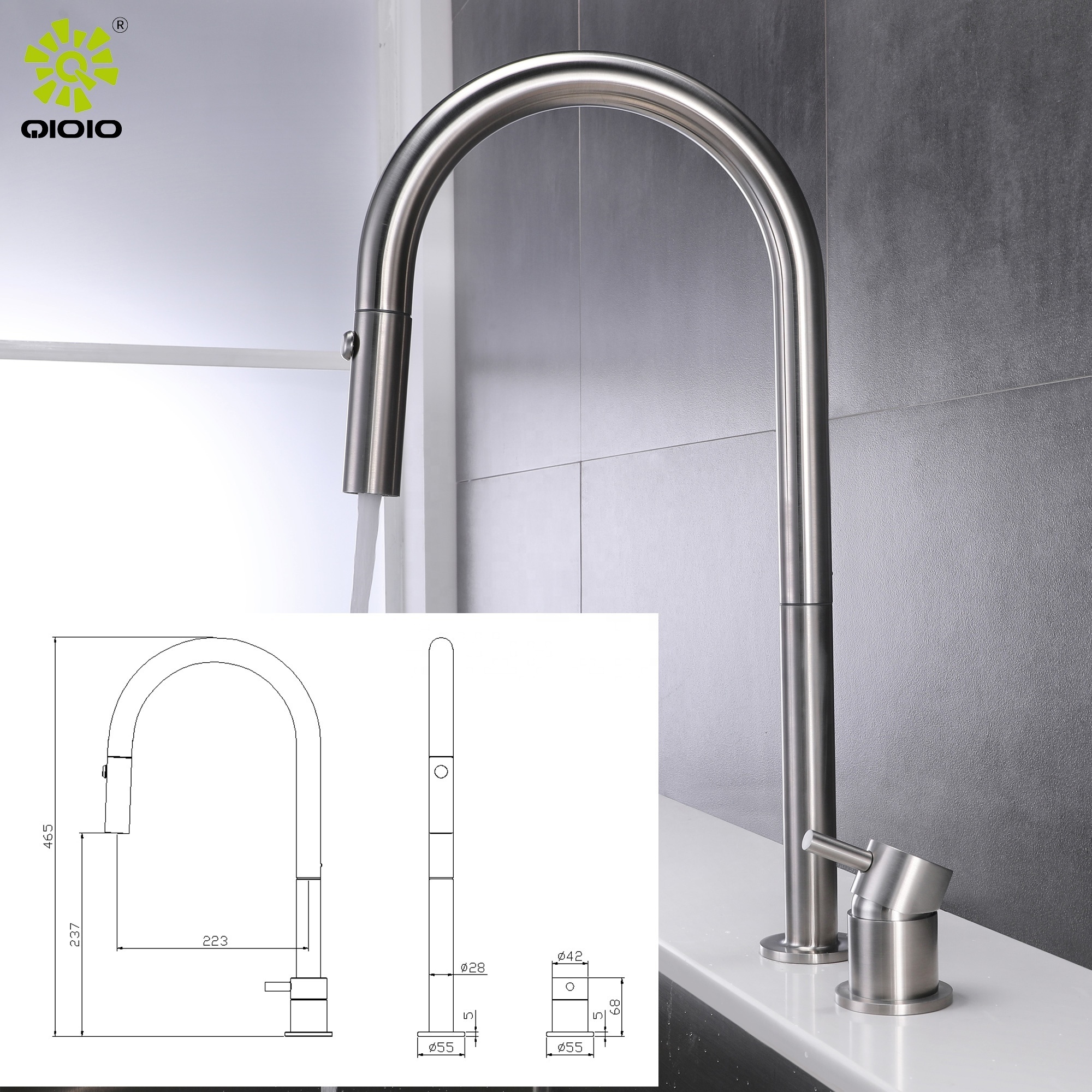 Chinese manufacturer 304 ss nice quality kitchen tap pull out faucet Single Handle pull down spray kitchen faucet