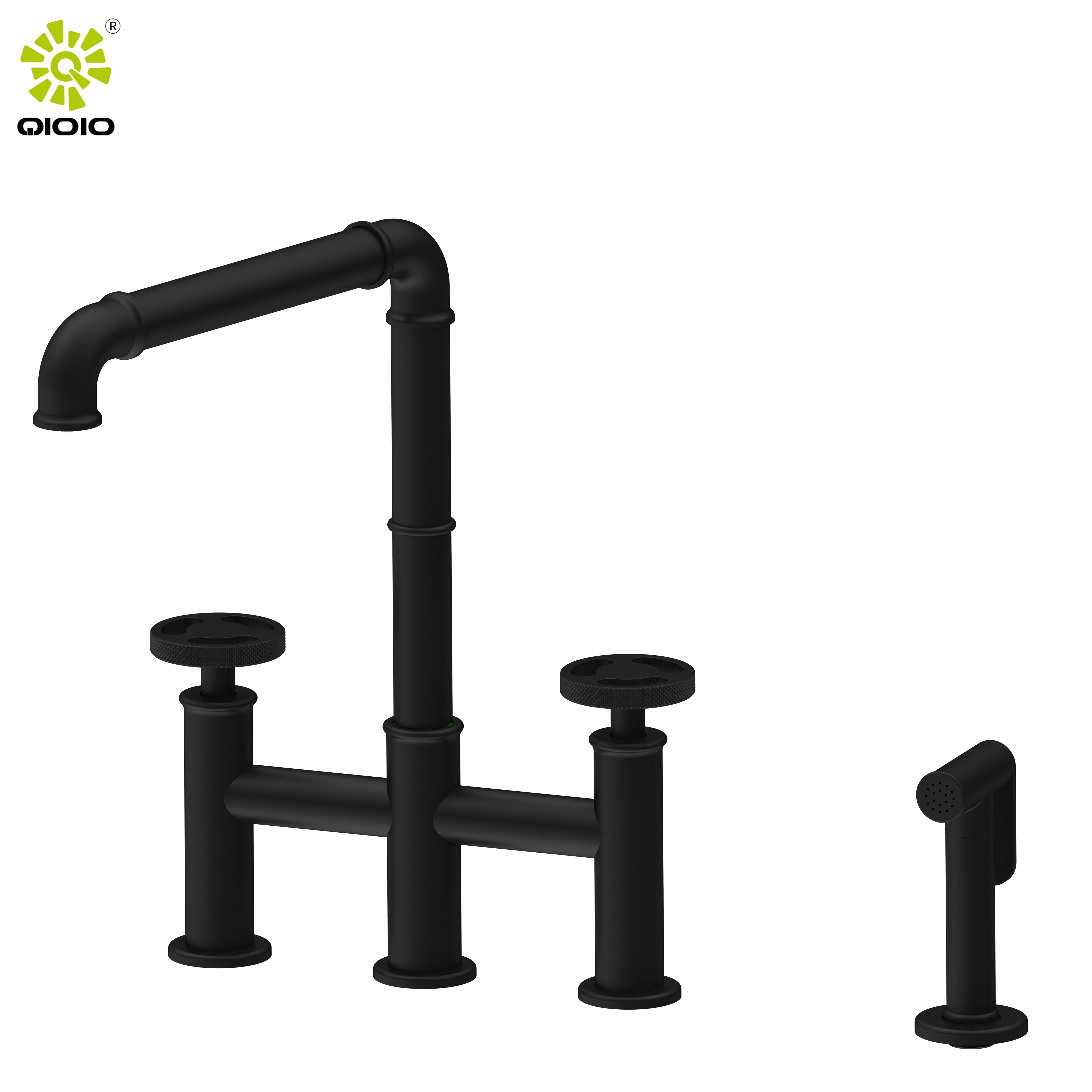 High Quality Bridge Double Handle Industrial Design Brass Kitchen Faucet with Bidet Spray kitchen sink tap