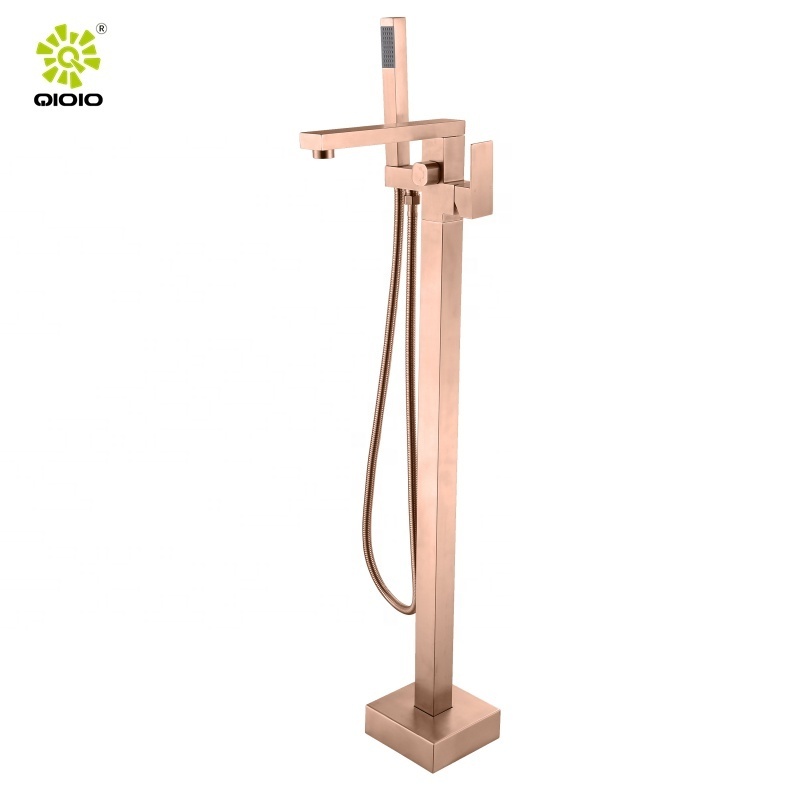 Luxury Brushed Stainless Steel 304 Freestanding Bathtub Faucet Gold Bathtub Water Mixing Faucet