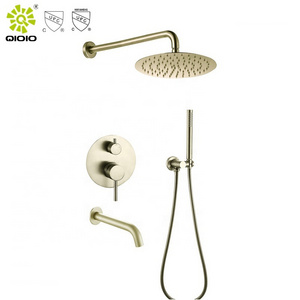 Bathroom Golden  304 Stainless Steel Shower Hot And Cold Shower Mixer In Wall Mounted Rain Concealed Shower Set