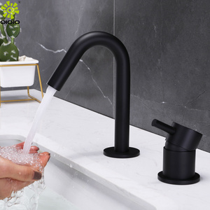 Modern Bathroom 304SS Brushed Matt Black Basin Faucet Bathroom Deck Mounted Basin Tap Mixer Faucets