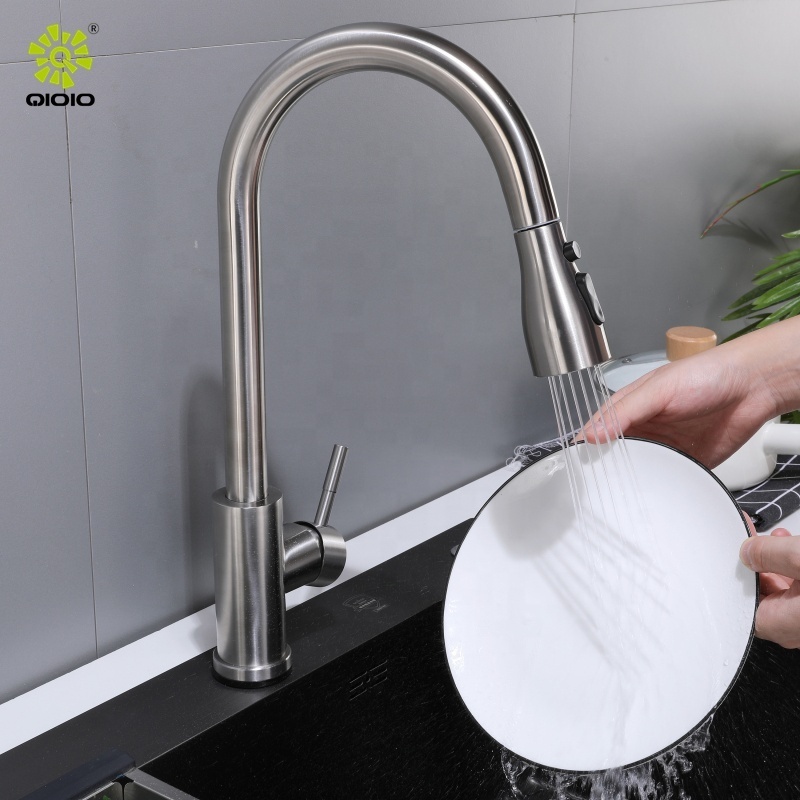 Modern Mixer Tap For Kitchen Sink Pull-out Sprayer Spout Head 304 Stainless Steel Faucet Kitchen Mixer