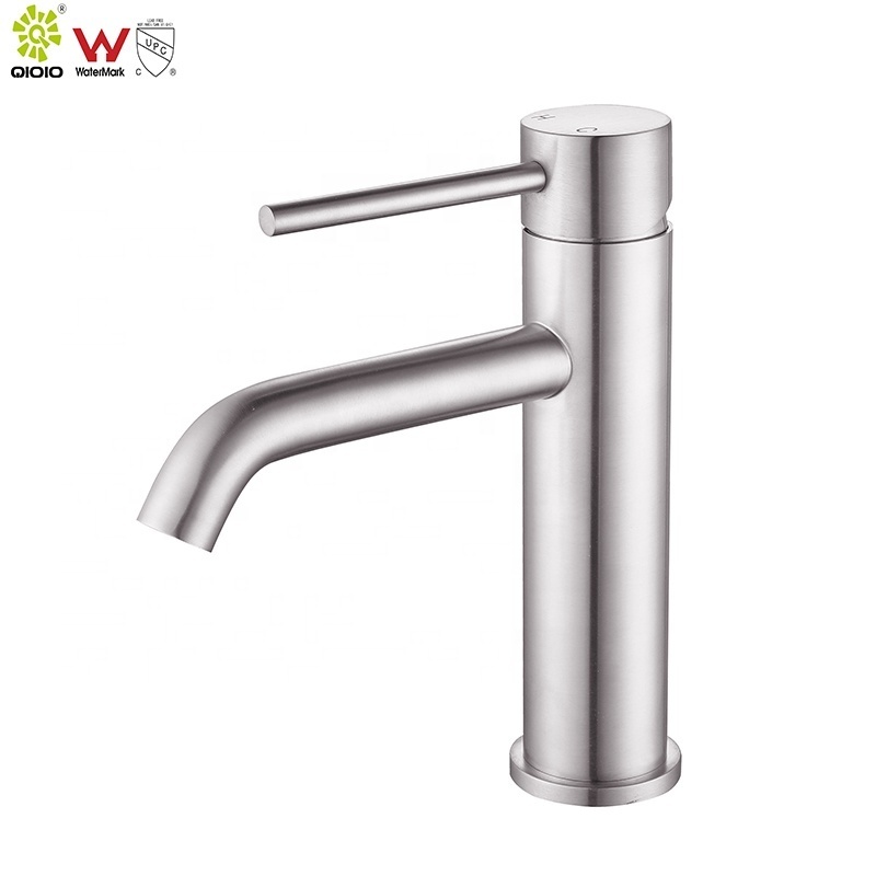 Cupc Nsf Single Hole Basin Faucet Stainless Steel 304 Hot Cold Bathroom Basin Mixer Tap Faucet