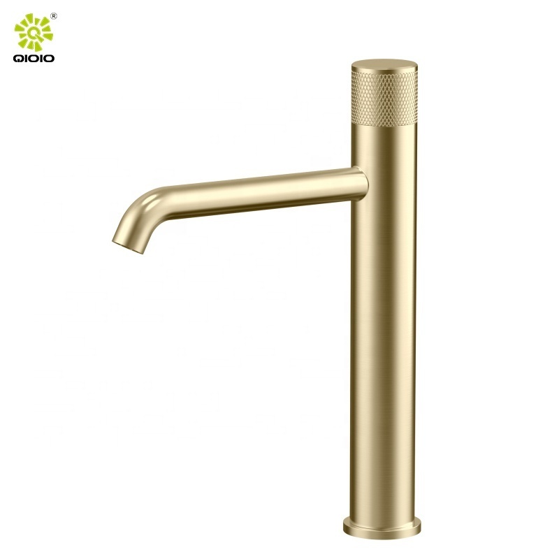 progressive cartridge Knurl handle 304 stainless steel tall basin faucets   bathroom faucets basin mixer lavatory taps