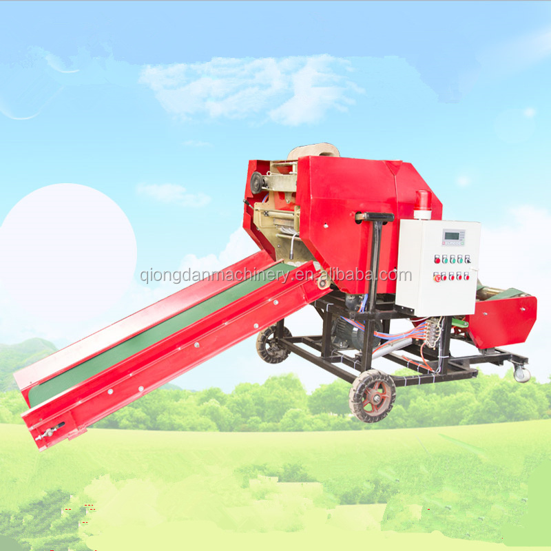 2023 hay round pine grass bale making baling packing machine for alfalfa straw corn silage baler and wrapper machine price sale