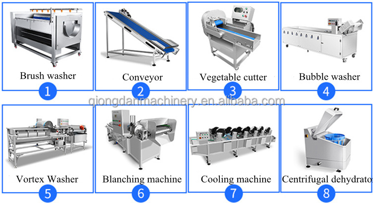 Industrial big capacity 1000-1500kgh frozen vegetable and fruits machine frozen vegetable production line processing plant