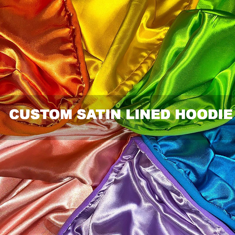 Manufacturer Custom Logo High Quality 3d Puff Print Unisex Full Zip Up With Silk Satin Lined Hoodies