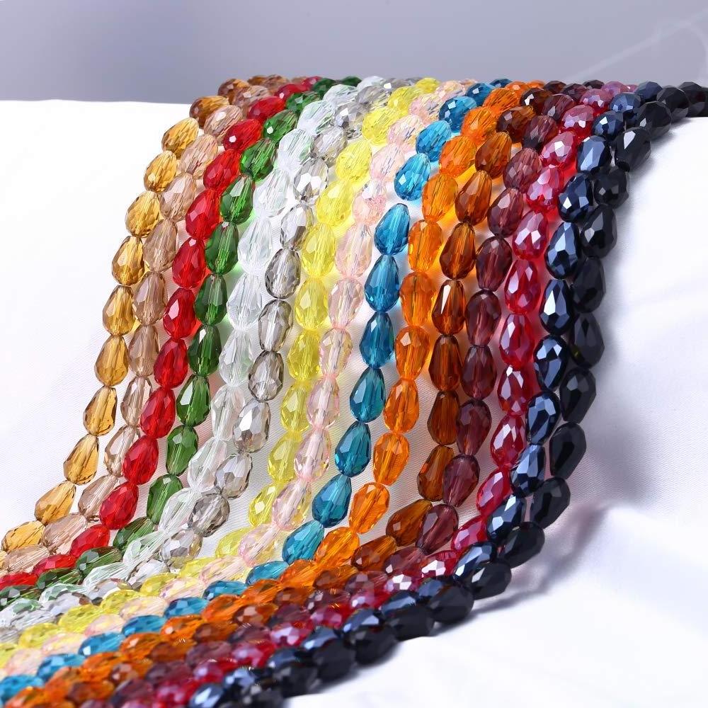 Wholesale Strand Teardrop Czech Drop Faceted Glass Crystal Loose Spacer Beads 8*12mm AB color