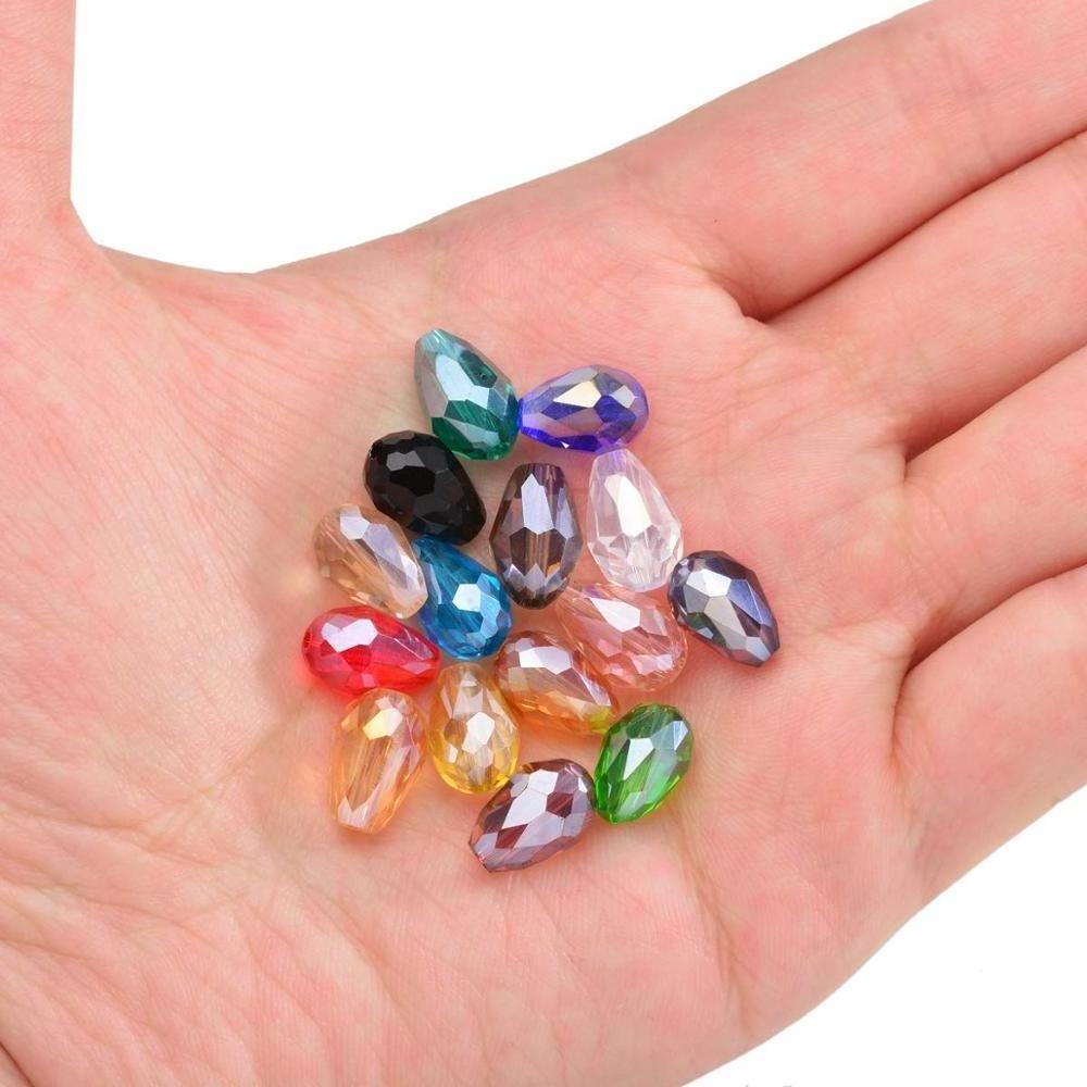 Wholesale Strand Teardrop Czech Drop Faceted Glass Crystal Loose Spacer Beads 8*12mm AB color