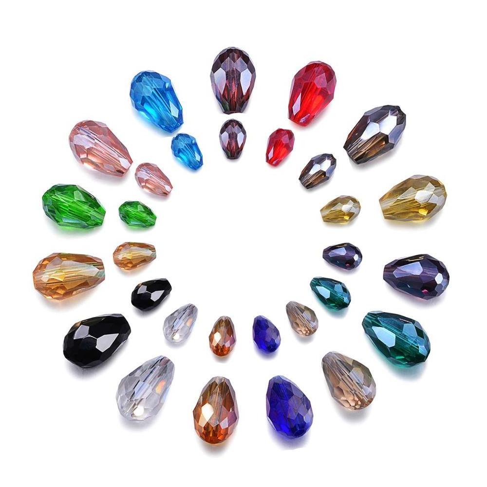 Wholesale Strand Teardrop Czech Drop Faceted Glass Crystal Loose Spacer Beads 8*12mm AB color