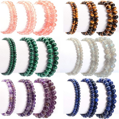 4MM 6MM 8MM 10MM 12MM  Natural Stone Healing Crystal Gemstone Healing Beaded Stretch Bracelet