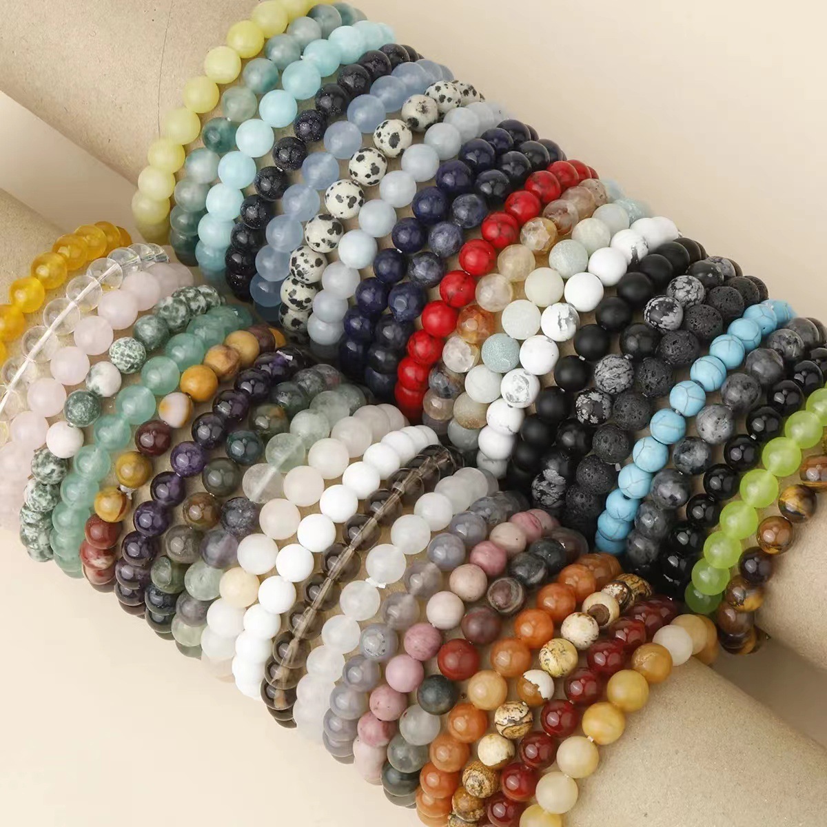 4MM 6MM 8MM 10MM 12MM  Natural Stone Healing Crystal Gemstone Healing Beaded Stretch Bracelet