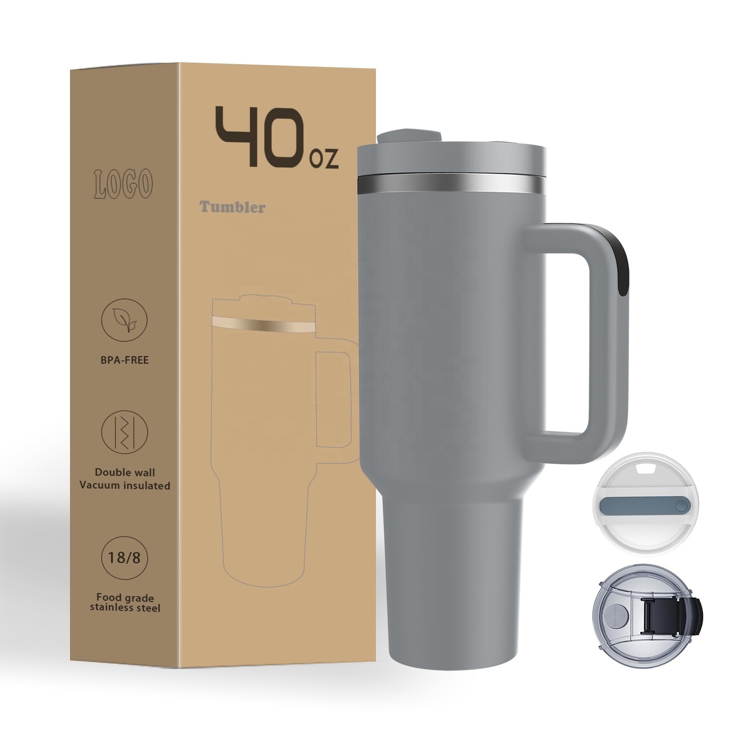 2024 New Hot Sales Stainless Steel Tumbler 40OZ 18/8 Vacuum Travel Tumbler Mug with Straw