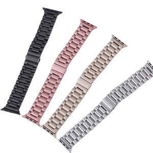 Keepwin Metal Material Solid Watch Band Mesh Wrist Metal Stainless Steel Watch Band Strap for Apple iWatch 9 8 7 6 5 4 3 2 1 SE