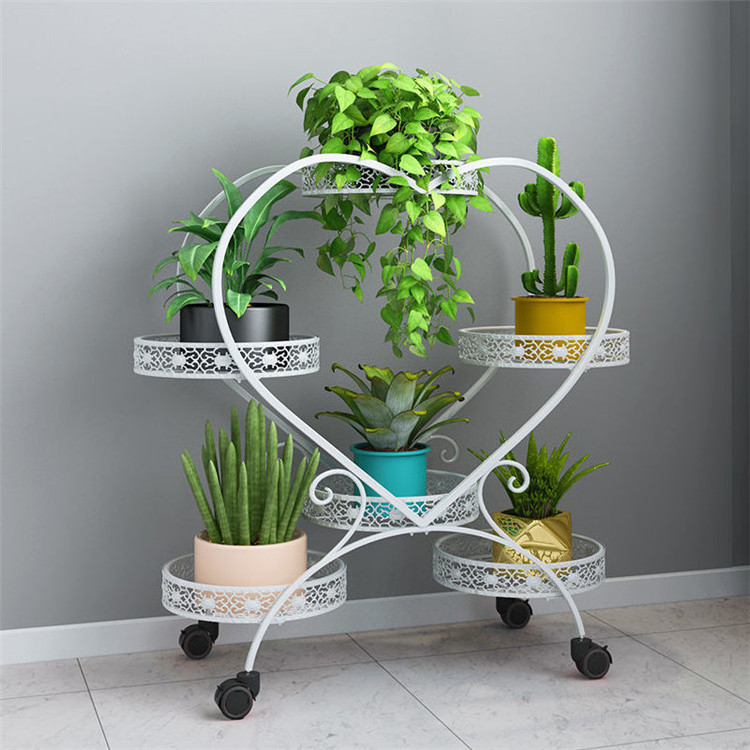 Home Balcony Metal Plant Stands For Indoor Plants Flowers 4 Tier 6 Potted Metal Plant Stand With Wheels For Home Decor