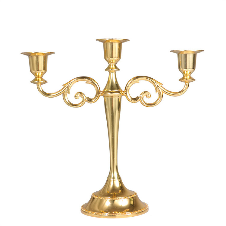 European Elegant Stand Gold 3 5 Arms Metal Candelabra Candlestick Holder for Wedding Candle Holder