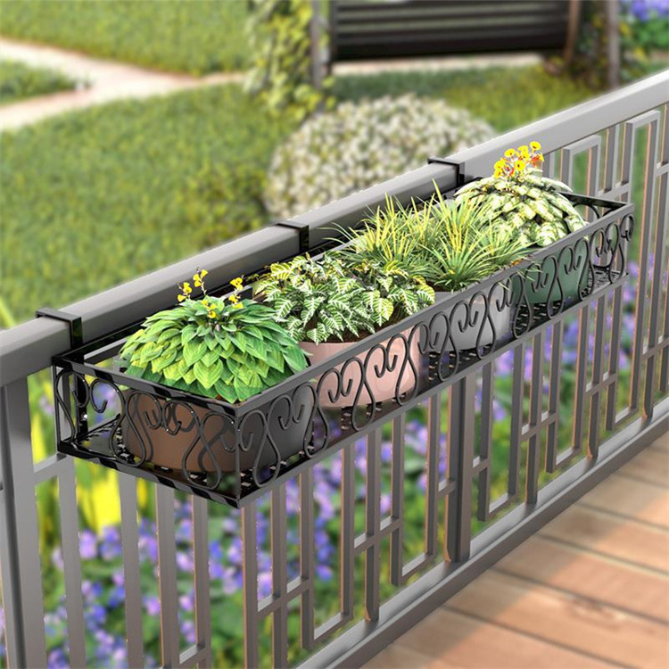 Balcony Flower Shelf Rack Railing Hanging Window Succulent Flower Stand Flower Pot Wrought Iron Guardrail Hanger Plant Stand