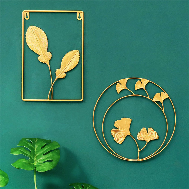 Modern Metal Circle Wall Decoration Wrought Iron Golden Display Art Wall Hanging Ornaments