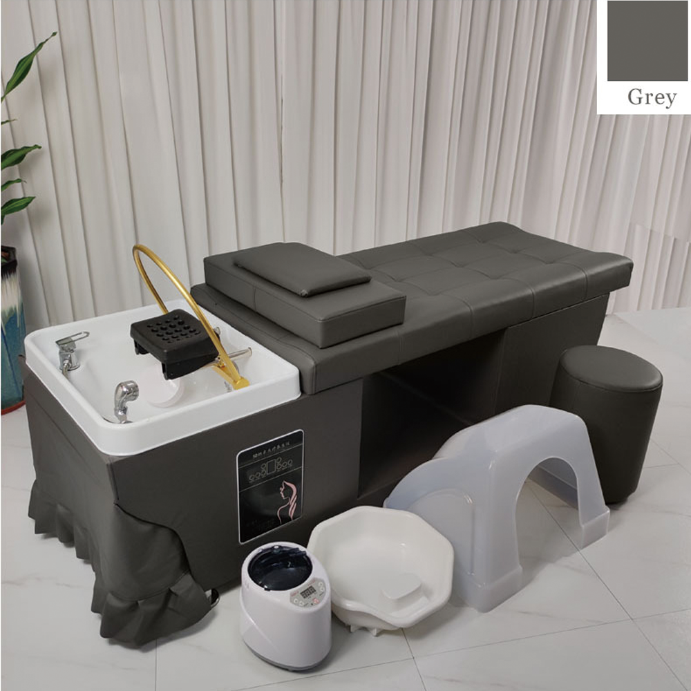 Hot Sale beauty salon furniture shampoo bowl bed spa heated head water therapy pedicure bed shampoo bed with steamer