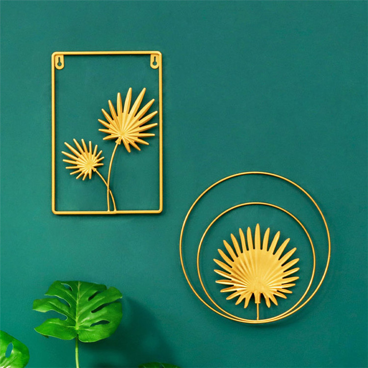 Modern Metal Circle Wall Decoration Wrought Iron Golden Display Art Wall Hanging Ornaments