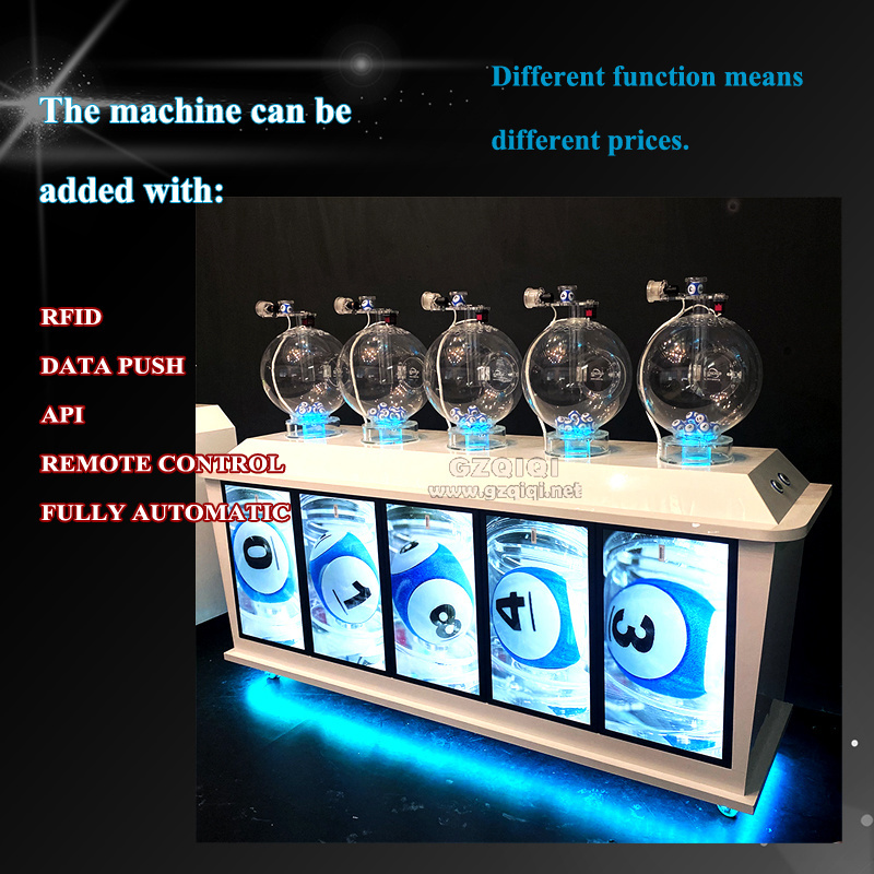 Standard 5D multi-cylinder lottery ball machine with TV to show lotto balls with sphere cylinders