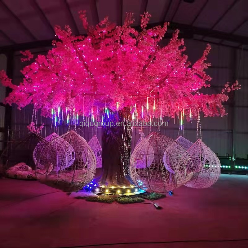 Amusement park equipment outdoor carnival park rides game unpowered kiddie cherry blossom tree hanging basket swing sets