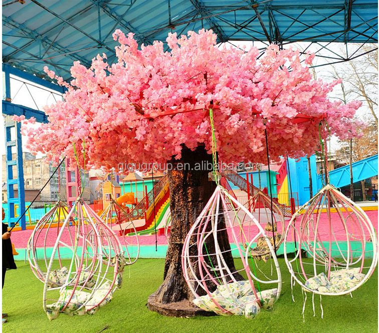 Amusement park equipment outdoor carnival park rides game unpowered kiddie cherry blossom tree hanging basket swing sets