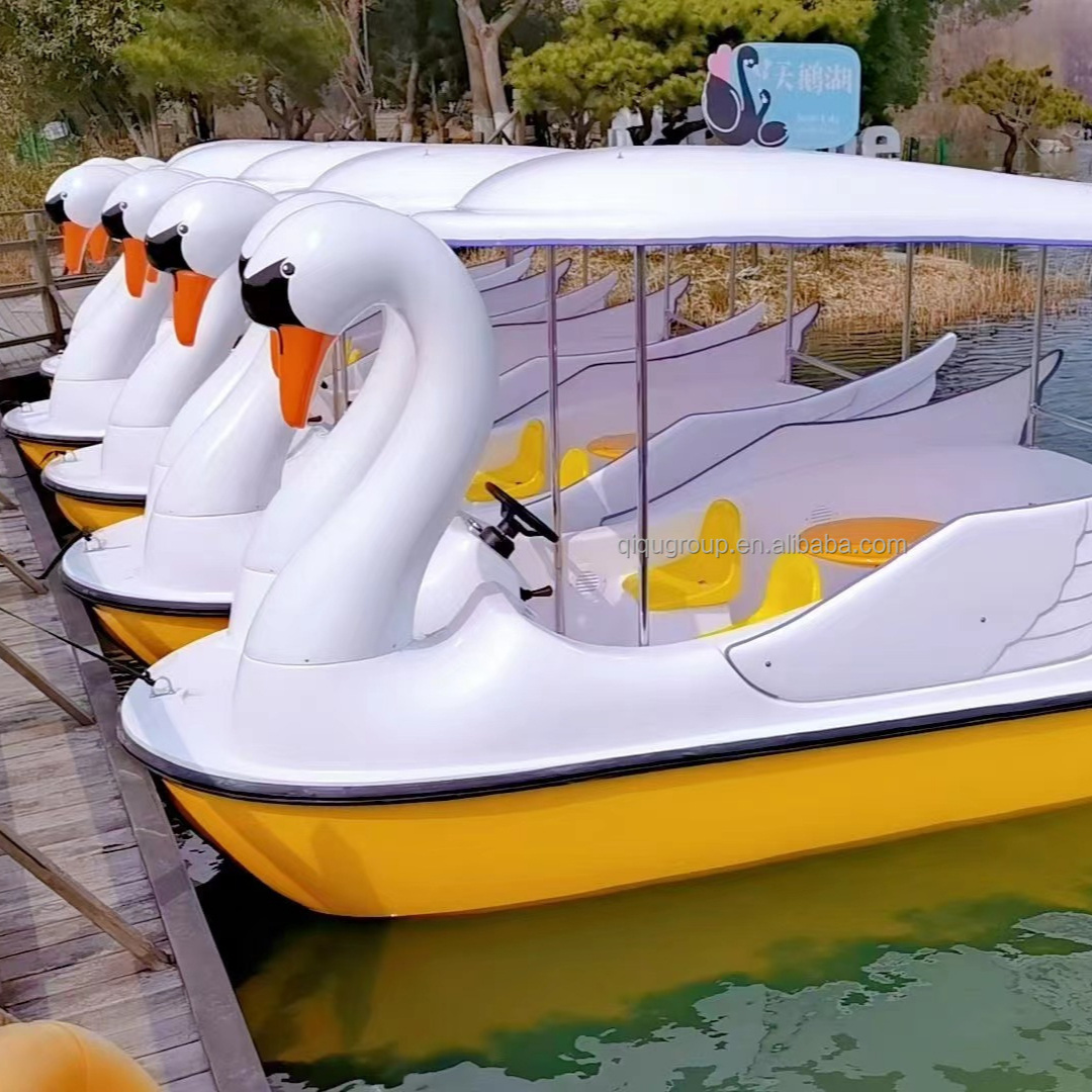 Good quality good design swan animals shape 4 person electric water pedal boat