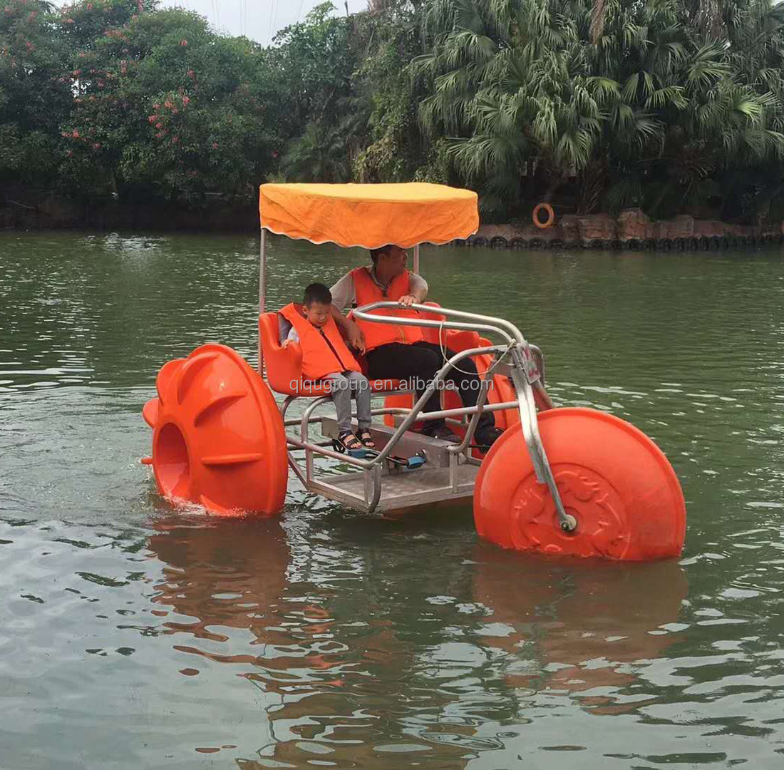 New design two person on sea and lake water bike pedal boats 3 big wheels water tricycle