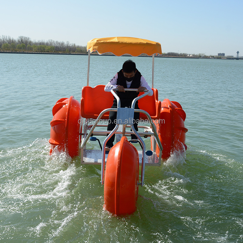 New design two person on sea and lake water bike pedal boats 3 big wheels water tricycle