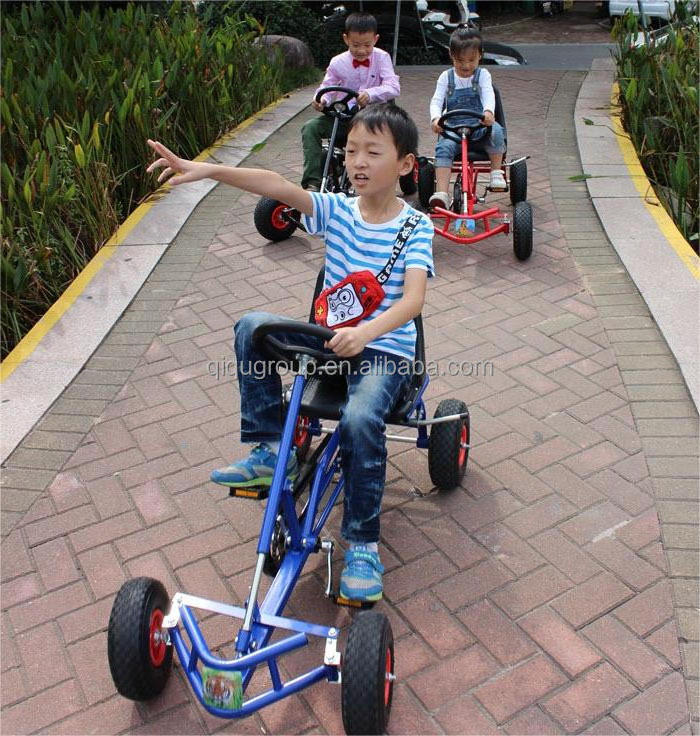 Outdoor Racer 4 Wheel Pedal Powered Ride On Car with Adjustable Seat Rubber Wheels Brake Kids Pedal Go Kart