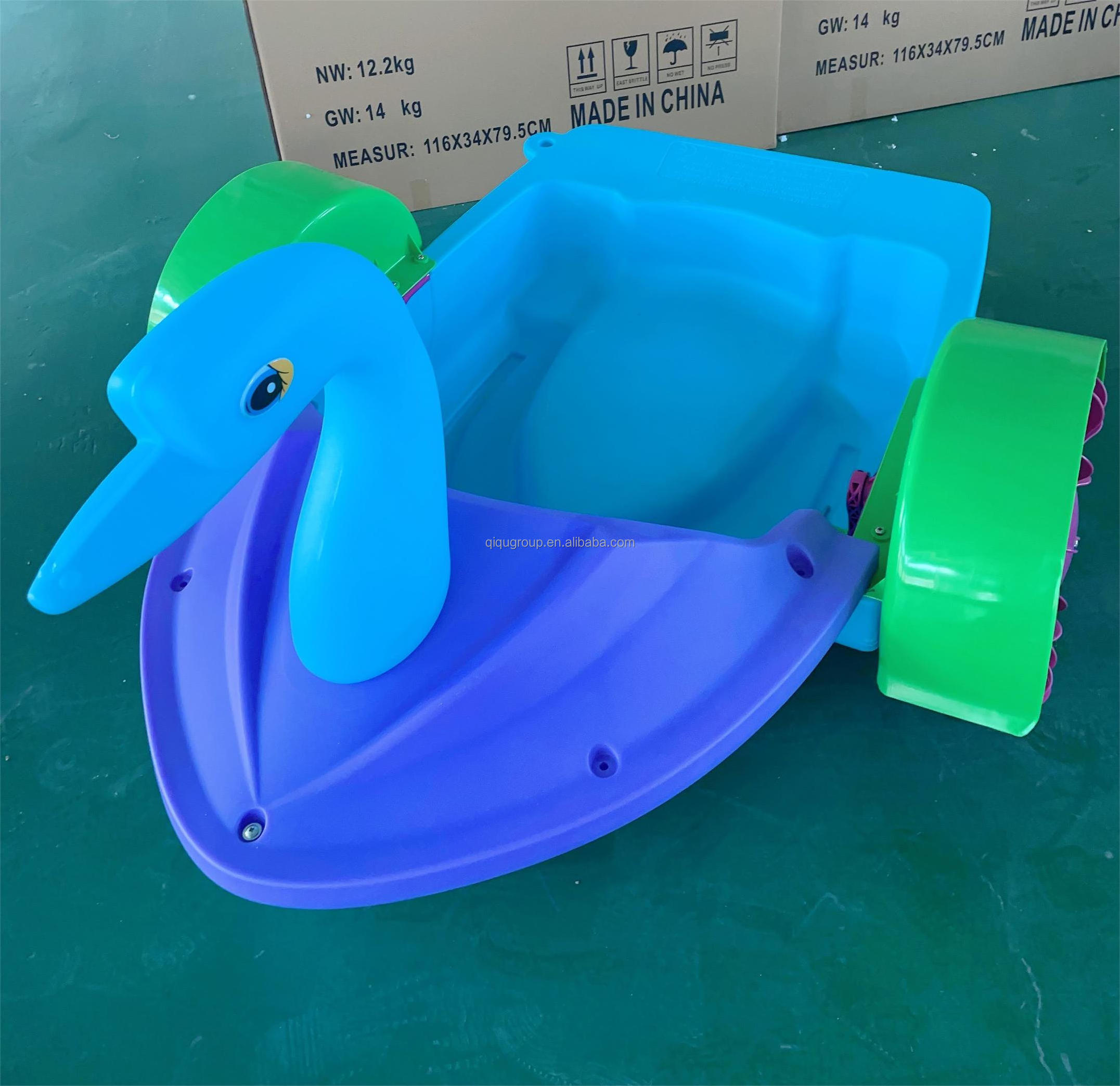 Wholesale customized musilc light plastic swan kids hand paddle boat