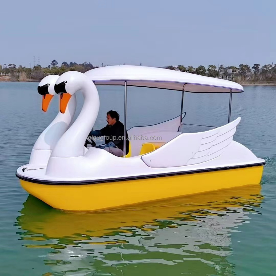 Good quality good design swan animals shape 4 person electric water pedal boat