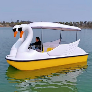 Good quality good design swan animals shape 4 person electric water pedal boat