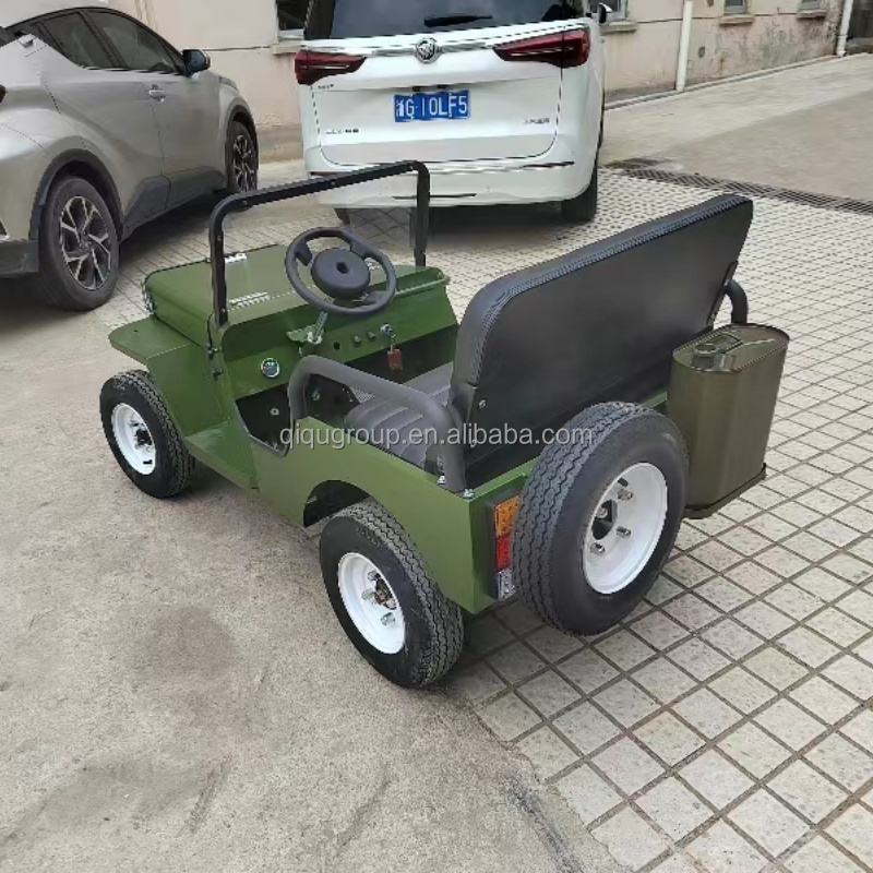 Factory hot sale parent-child amusement ride armyGreen frame electric kids go karts