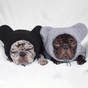 Qiqu Pet Supplies Custom New Designer Dog Frenchie Ear hoodie French Bulldog Pug Dog Clothes Pet Hoodies Pullover Outfits Hooded