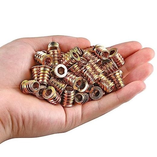 M4-M10 Metric Insert Nut for Wood Furniture Yellow Zinc Plated Threaded Wood Insert Nut