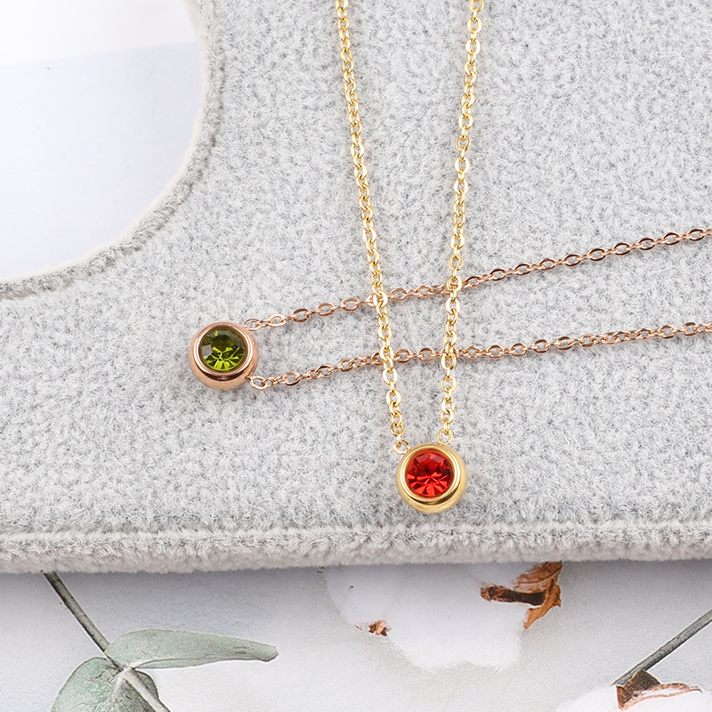 Gold Plated Fashion Birthstones Necklace for Women America Gift Chain Party Figure Necklaces Pendant Wedding Jewelry