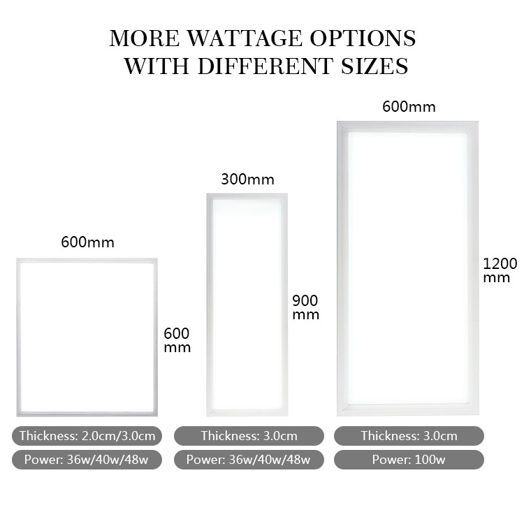 Factory Price Dimmable 2x2 2x4 60x60 595x595 600x600mm 36w 40w 42w 48w 6500K Ceiling Backlit Led Panel Light For Commercial